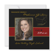 Maroon and Black Graduation Photo Announcement