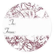 Maroon and White Floral Christmas Gift Tag Sticker