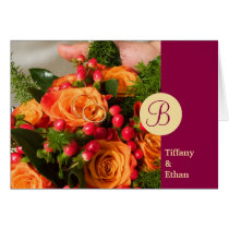 Maroon band custom photo monogram letter thank you cards