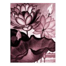 Maroon Botanical Postcard