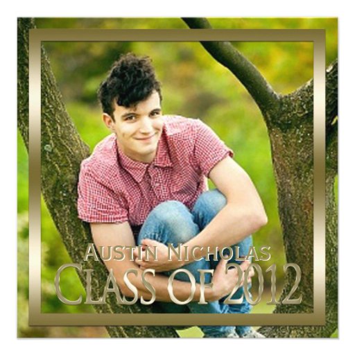 Maroon Gold Monogram Full Page Photo Graduation Personalized Announcement