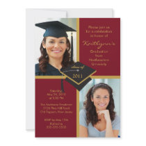 Maroon & Gold Photo Graduation Invitation