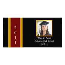 Maroon & Gold School Graduation Photo Cards