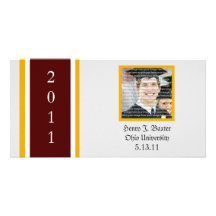 Maroon & Gold School Graduation Photo Cards