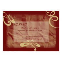 Maroon/Khaki Textured RSVP Custom Invitations