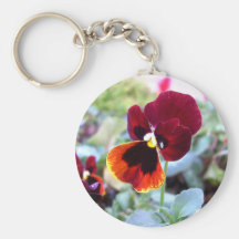 Maroon Orange And Yellow Pansy Keychains