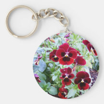 Maroon Pansies Key Chain