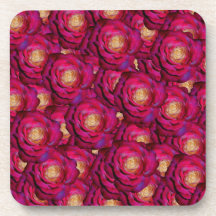 Maroon pink roses coaster