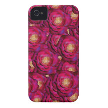Maroon pink roses pattern iPhone 4 cases