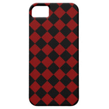 Maroon Red and Black Diagonal Checkerboard Design iPhone 5 Cases