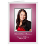 Maroon red custom photo graduation announcement cards