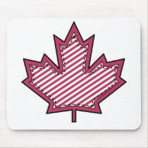 Maroon Striped  Applique Stitched Maple Leaf Mousepad