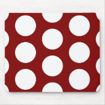 Maroon with White Polka Dots Mouse Pads
