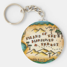 Marooned Parrot Pirate Treasure Map Keychain