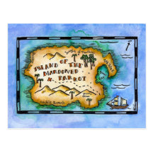 Marooned Parrot Treasure Map Postcards