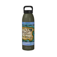 Marooned Parrot Treasure Map Water Bottle