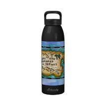 Marooned Parrot Treasure Map Water Bottle