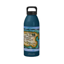 Marooned Parrot Treasure Map Water Bottle