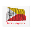 Marquesas Islands waving flag with name in French postcards