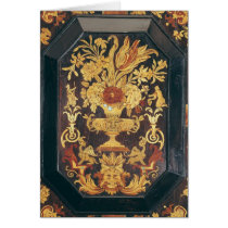 Marquetry detail from a buffet cards