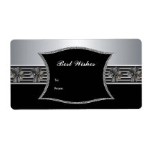 Marquez l'étiquette de cadeau argent gris noir flo étiquette d’expédition