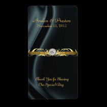 Marquis Black Silk Gold Scroll Wine Wedding Label labels