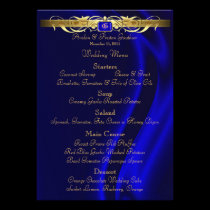 Marquis Blue Silk Gold Scroll Wedding Menu invitations