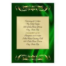 Marquis Green Silk Gold Guest Info Business Card
