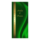 Marquis Green Silk Gold Wedding Program Rack Card Design