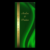Marquis Green Silk Gold Wedding Program rack cards