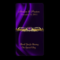 Marquis Purple Silk Gold Scroll Wine Wedding Label labels