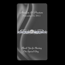 Marquis  Silk Silver Scroll Wine Wedding Label labels