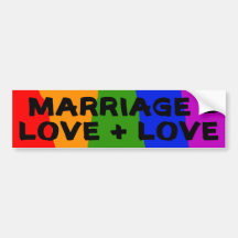 Marriage = Love + Love Sticker Bumper Stickers