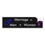 MARRIAGE = MAN + WOMAN BUMPER STICKER bumper stickers