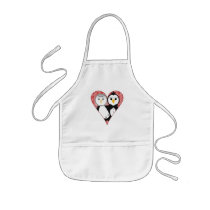 Married Penguin Lace Heart Aprons