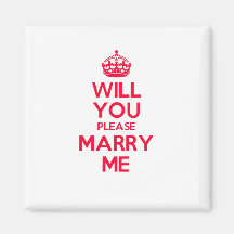 Marry Me Red on White Magnet