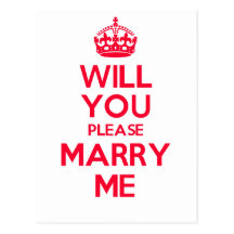 Marry Me Red on White Postcards