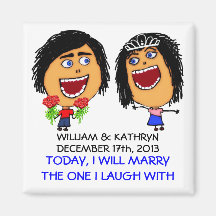 Marrying My Best Friend Cartoon Fridge Magnets