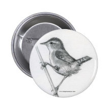 Marsh Wren -bird Pin or Button