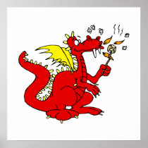 Marshmallow Toasting Dragon Posters