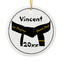 Martial Arts 1st Degree Black Belt Round Ornament