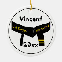 Martial Arts 4th Degree Black Belt Round Ornament