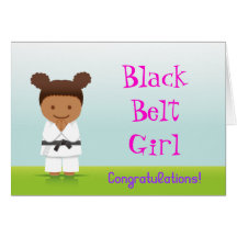 Martial Arts Black Belt Girl Congratulations Card グリーティングカード