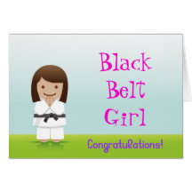 Martial Arts Black Belt Girl Congratulations Card カード
