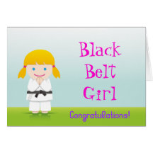 Martial Arts Black Belt Girl Congratulations Card グリーティング・カード