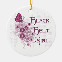 Martial Arts Black Belt Girl Round Ornament