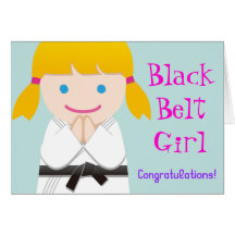 Martial Arts Black Belt Girl Smile Card カード