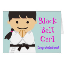 Martial Arts Black Belt Girl Smile Card グリーティングカード