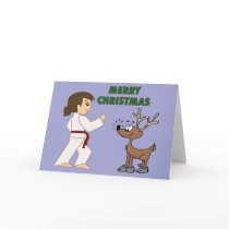 Martial Arts Girl and her Reindeer Christmas Cards