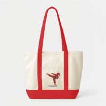Martial Arts Girl Silhouette Softer Red Tote Bag